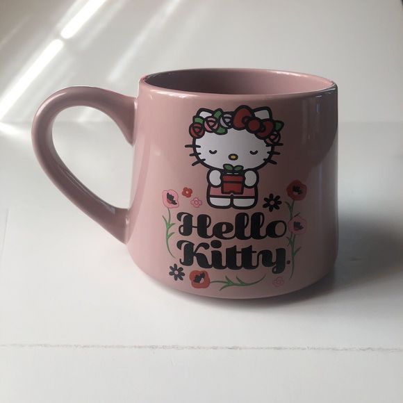 Hello Kitty Ceramic Large sized Coffee Mug Floral  14 Oz - Picture 4 of 6
